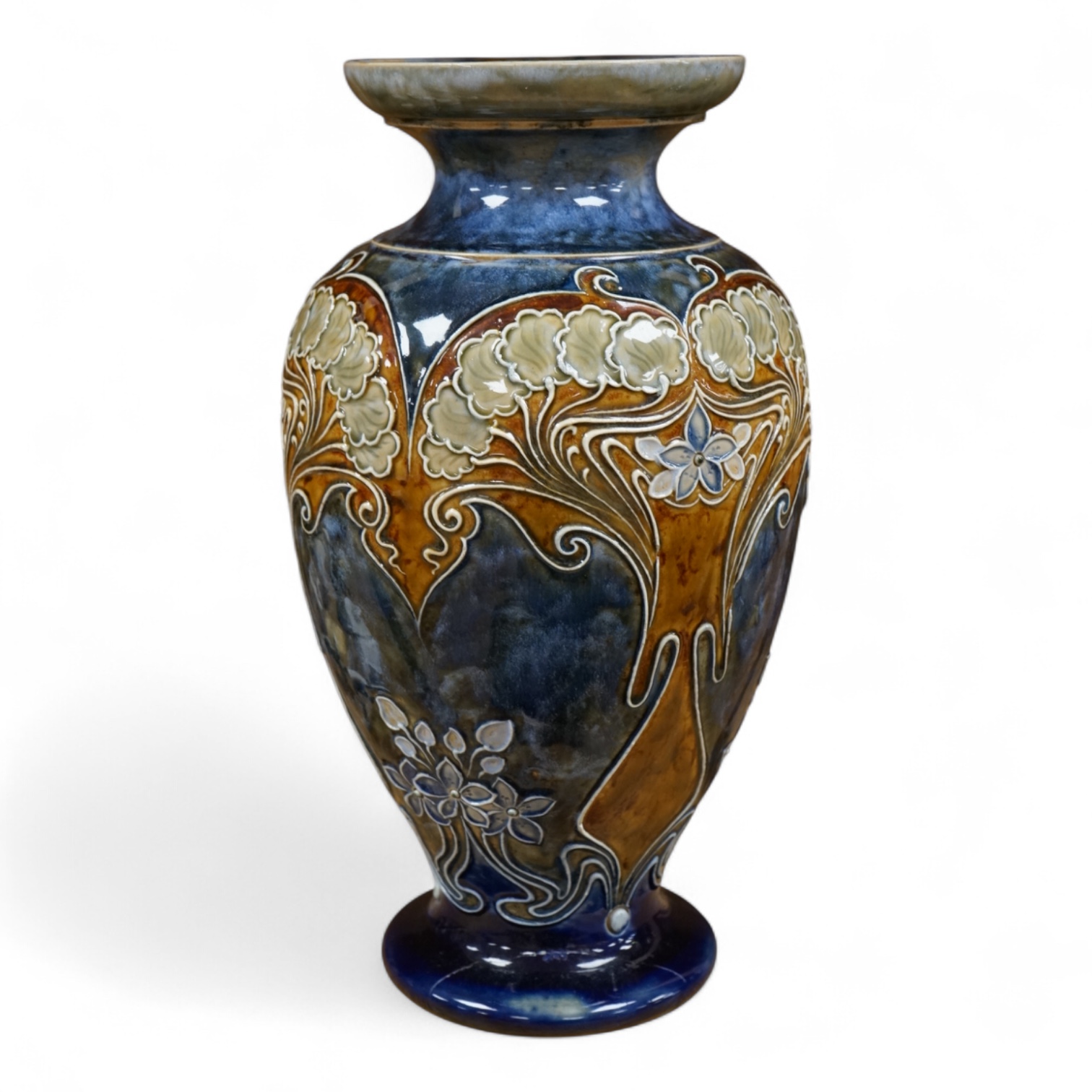A Doulton Lambeth vase by Eliza Simmance, with repaired foot, 28cm high